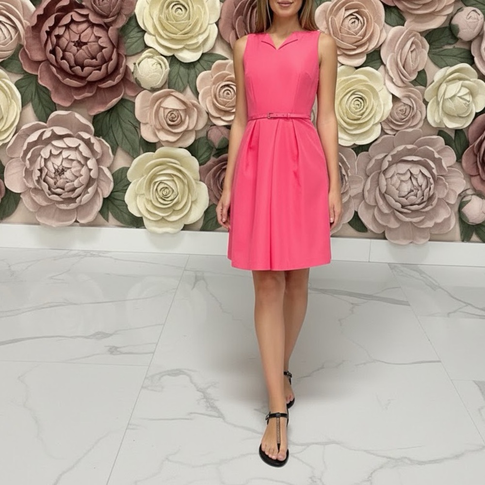 Ted Baker Bright Pink Halina High Neck Dress NWT